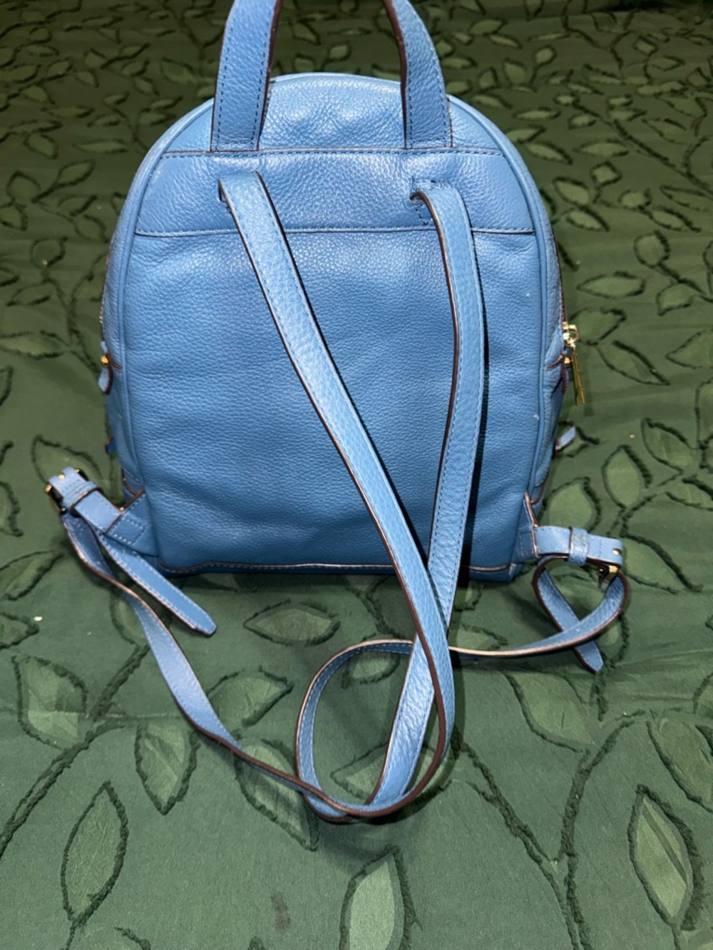 Michael Kors Sky Blue Pebbled Leather Backpack with Gold Hardware - Picture 2 of 7